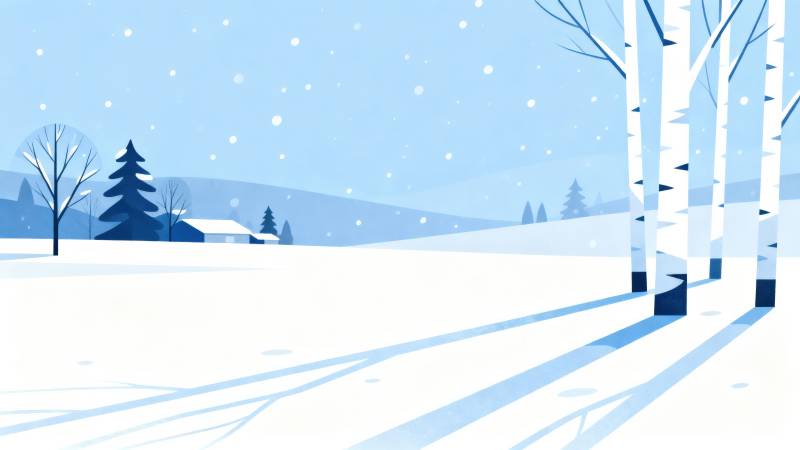 冬日雪景宁静乡村图片