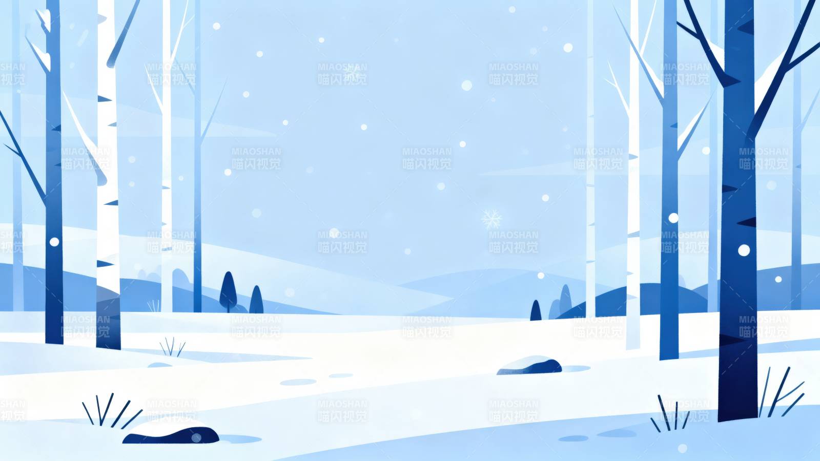 冬日雪景森林插画图片