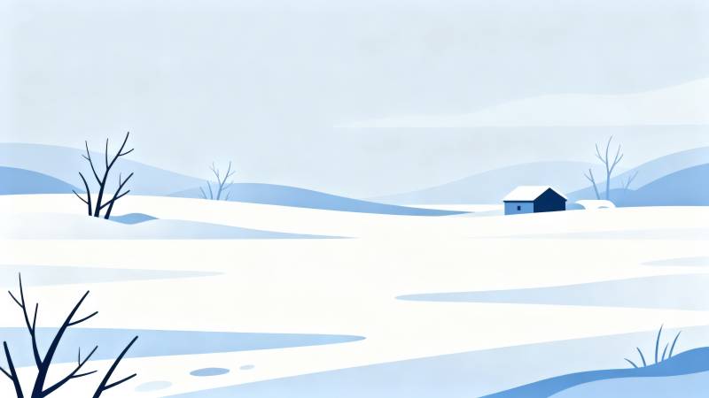冬日雪原静谧小屋图片