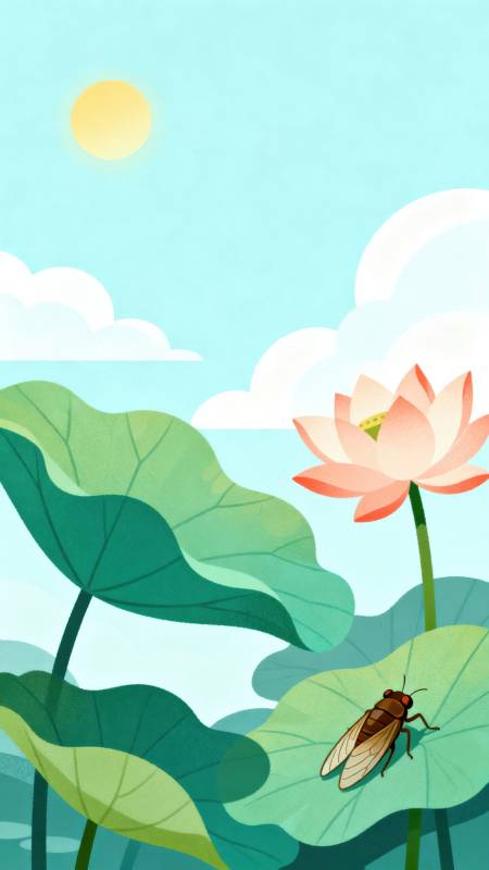 夏日荷塘蝉鸣图片