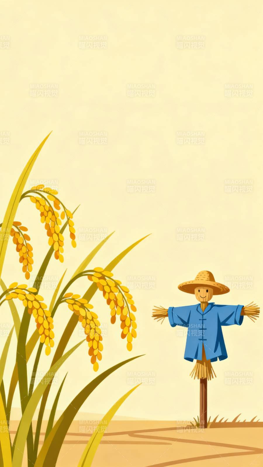 稻田稻草人丰收景象图片