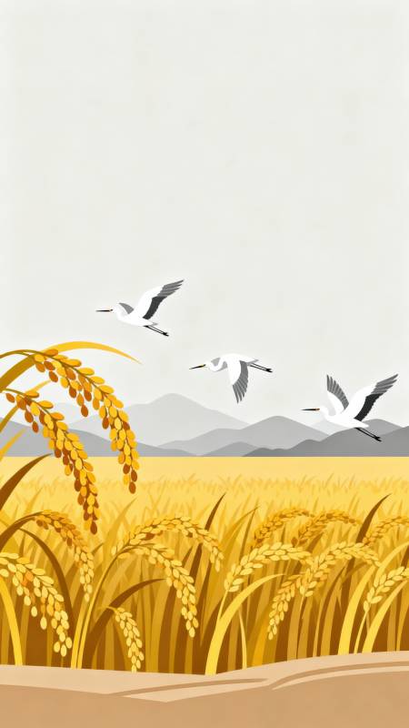 金黄稻田白鹭飞图片