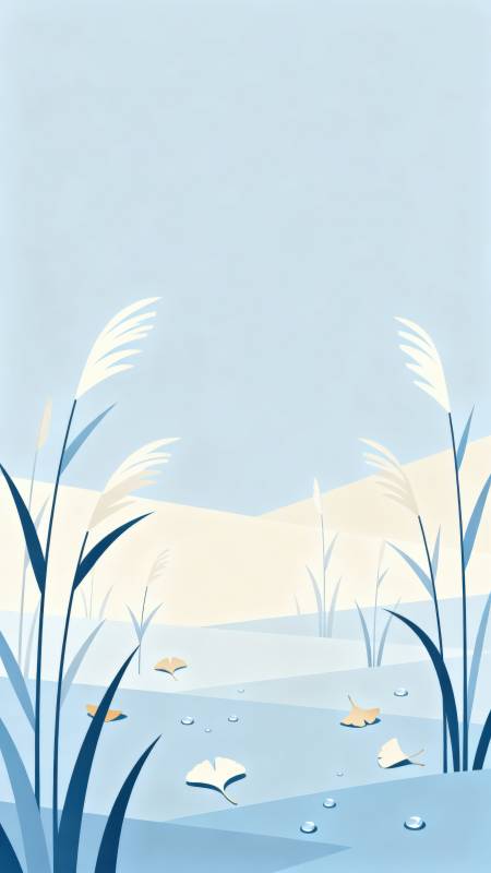 芦苇与银杏叶的静谧图片