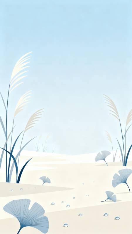 银杏落叶与芦苇的宁静图片