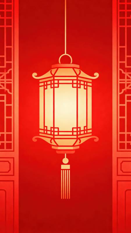 红色背景中式灯笼图片