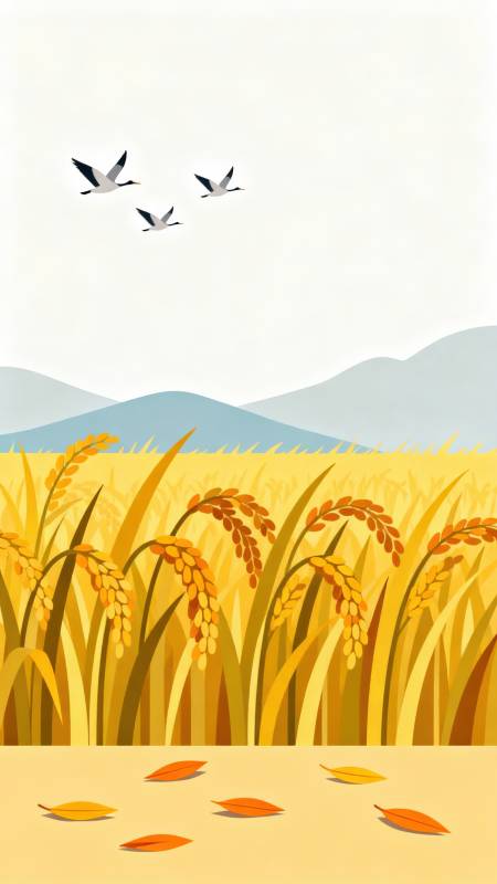 金黄稻田丰收景象图片