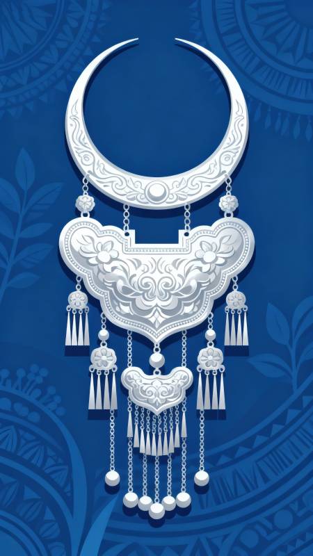 苗族银饰传统项链图案图片