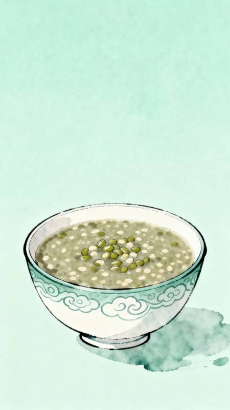 一碗绿豆汤的清新夏日图片