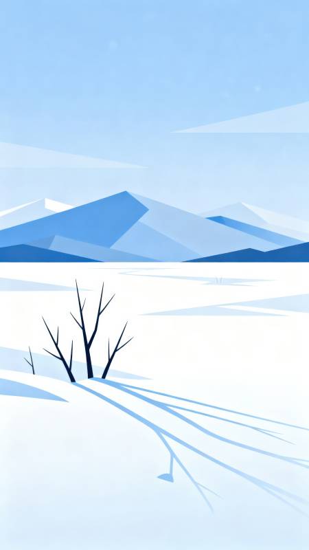 冬日雪原静谧山景图片