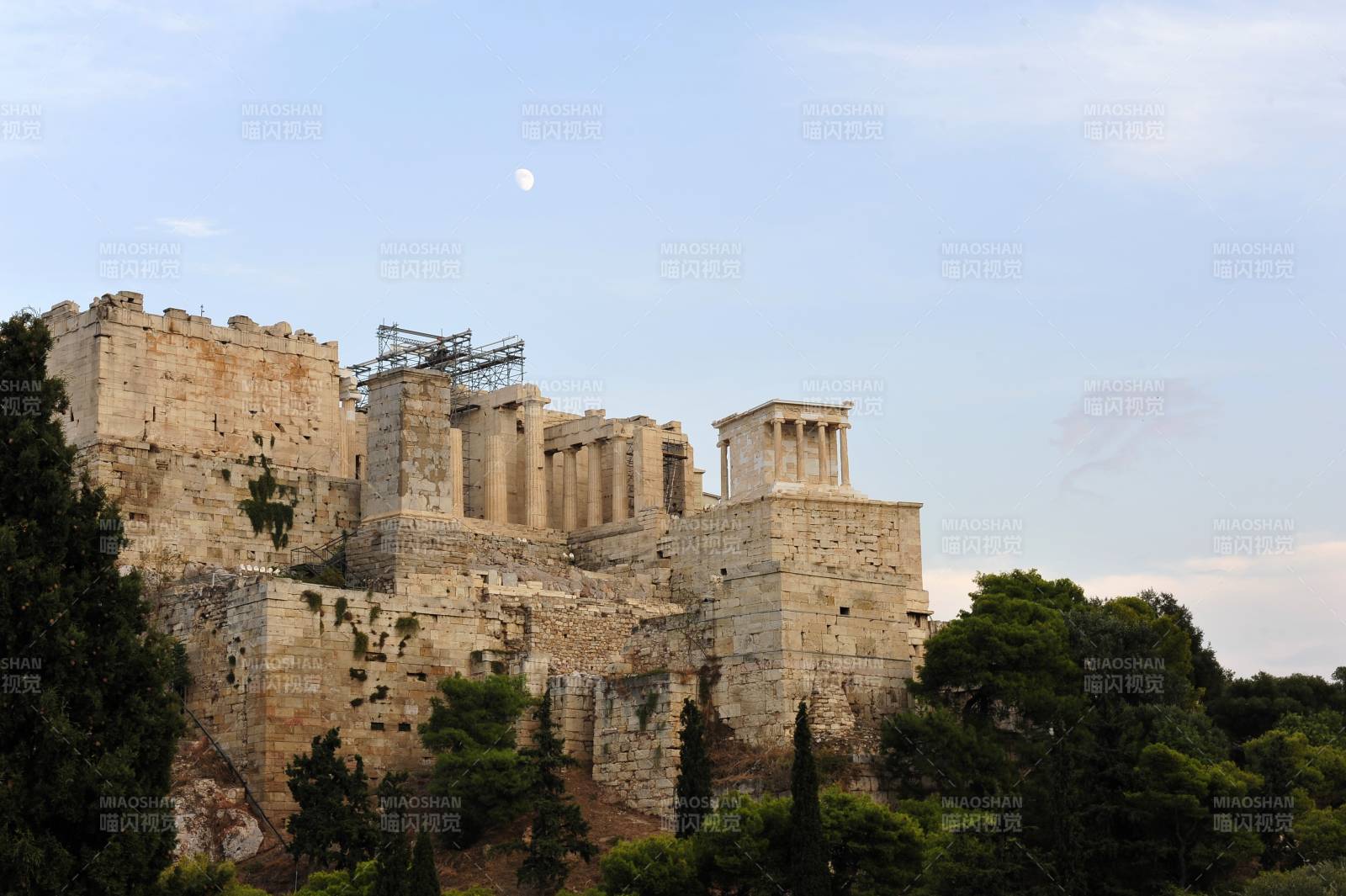 希腊雅典卫城月夜图片
