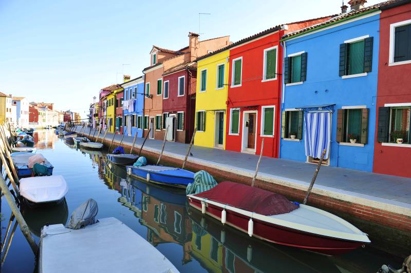 意大利彩色小屋运河景图片