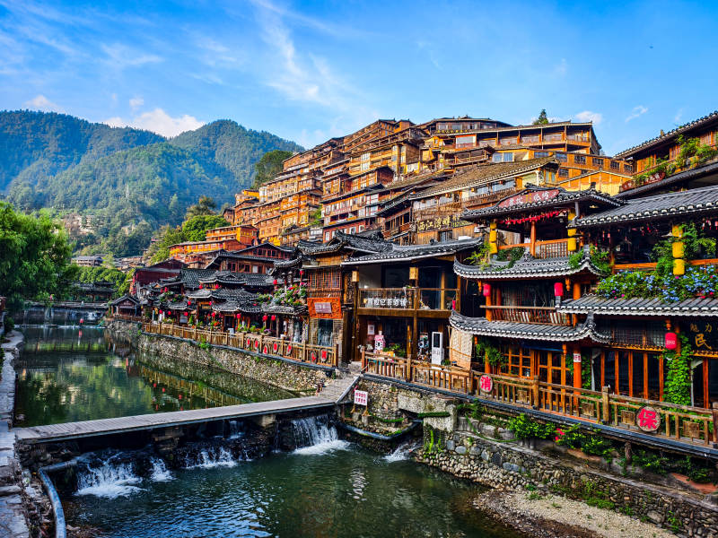 山水古镇风光（西江千户苗寨）图片