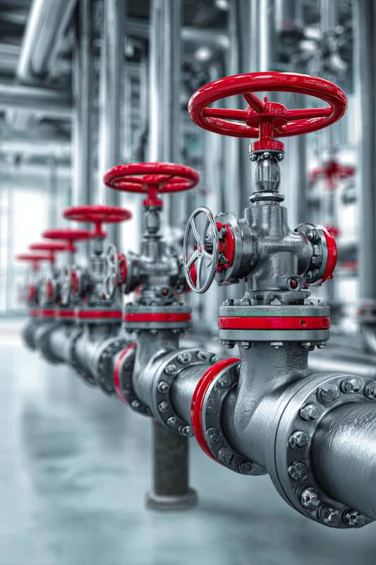 工业管道阀门特写图片