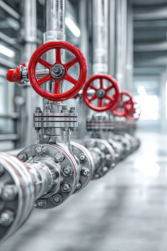 工业管道阀门特写图片