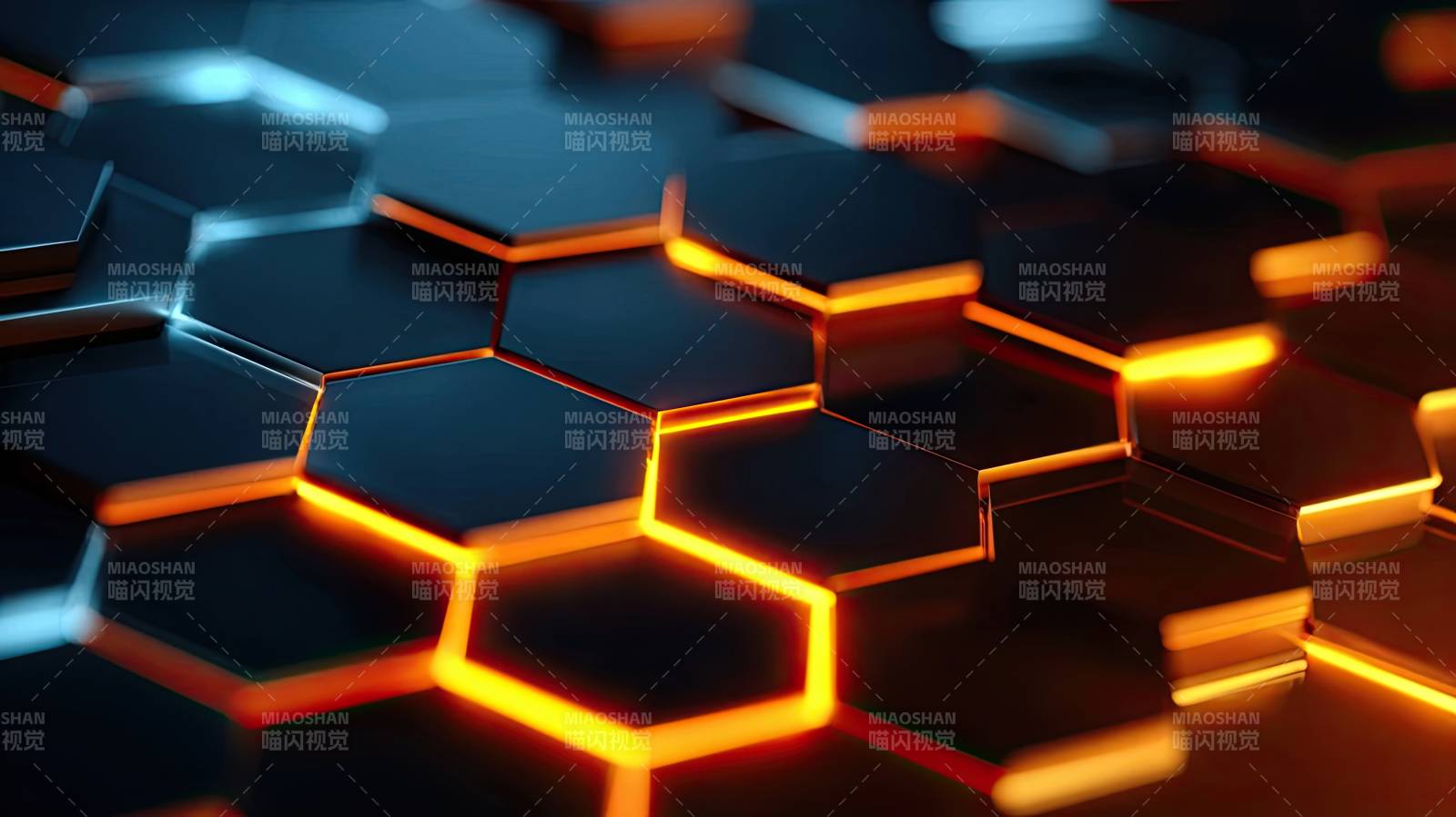 发光六边形图案科技感背景图片