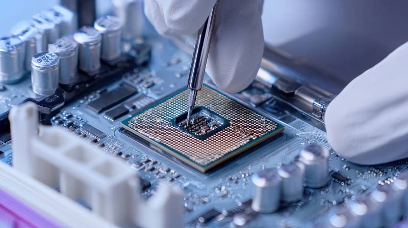 科技视角下芯片维修特写图片