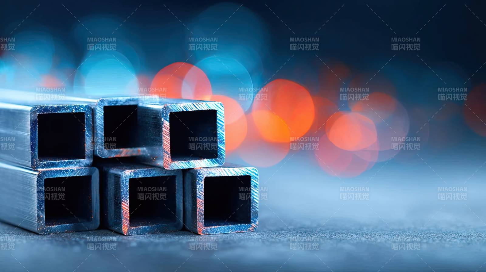 金属方管特写 光影交错质感突出图片