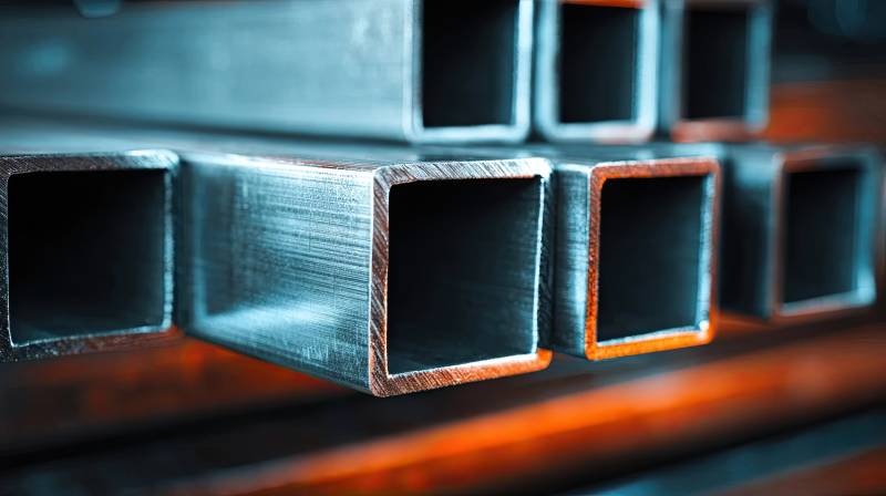 金属方管堆叠特写图片