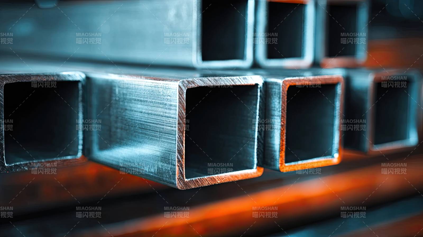 金属方管堆叠特写图片