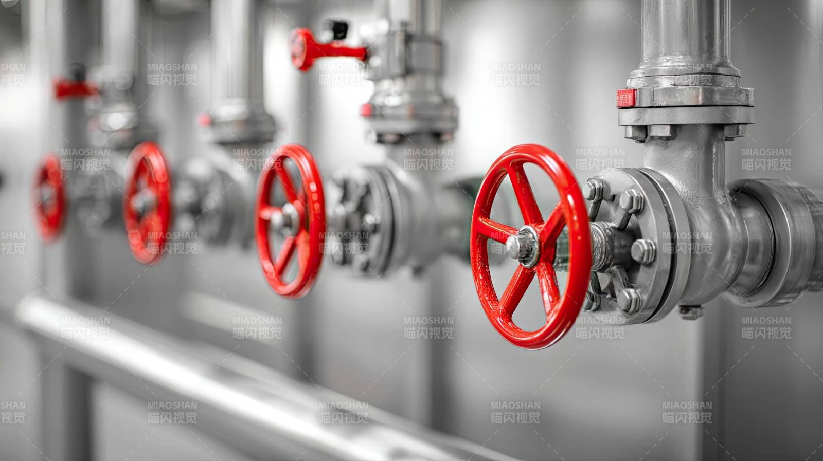 工业管道阀门特写图片