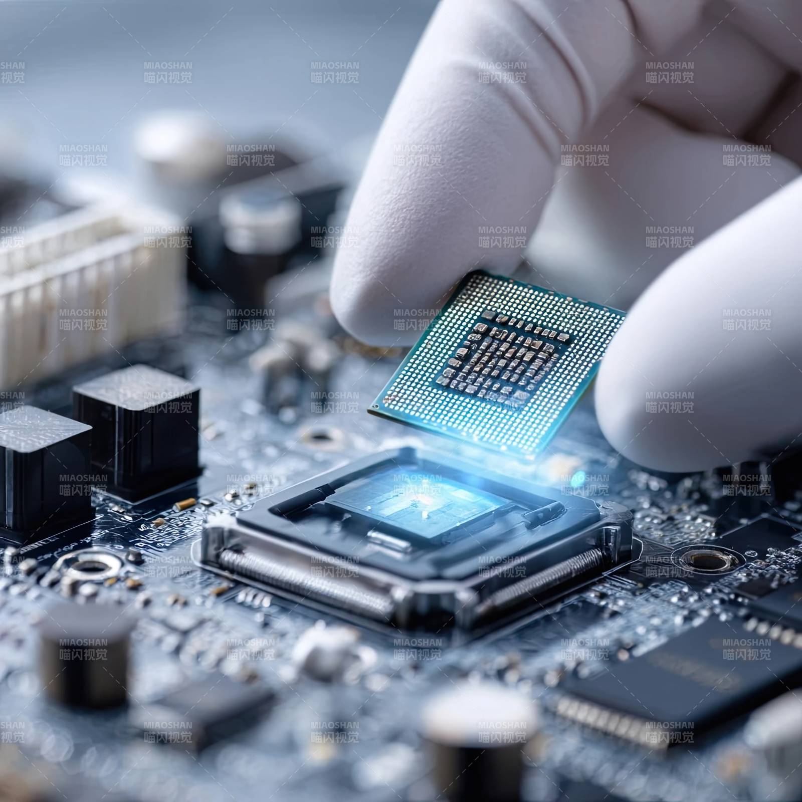 科技芯片安装特写图片
