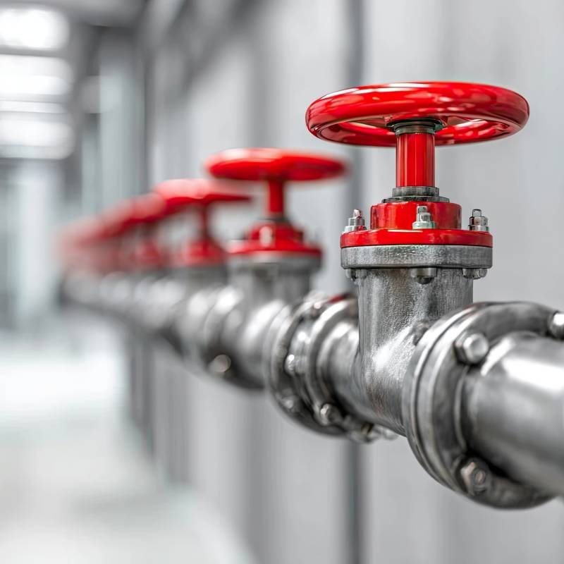 工业管道阀门特写图片