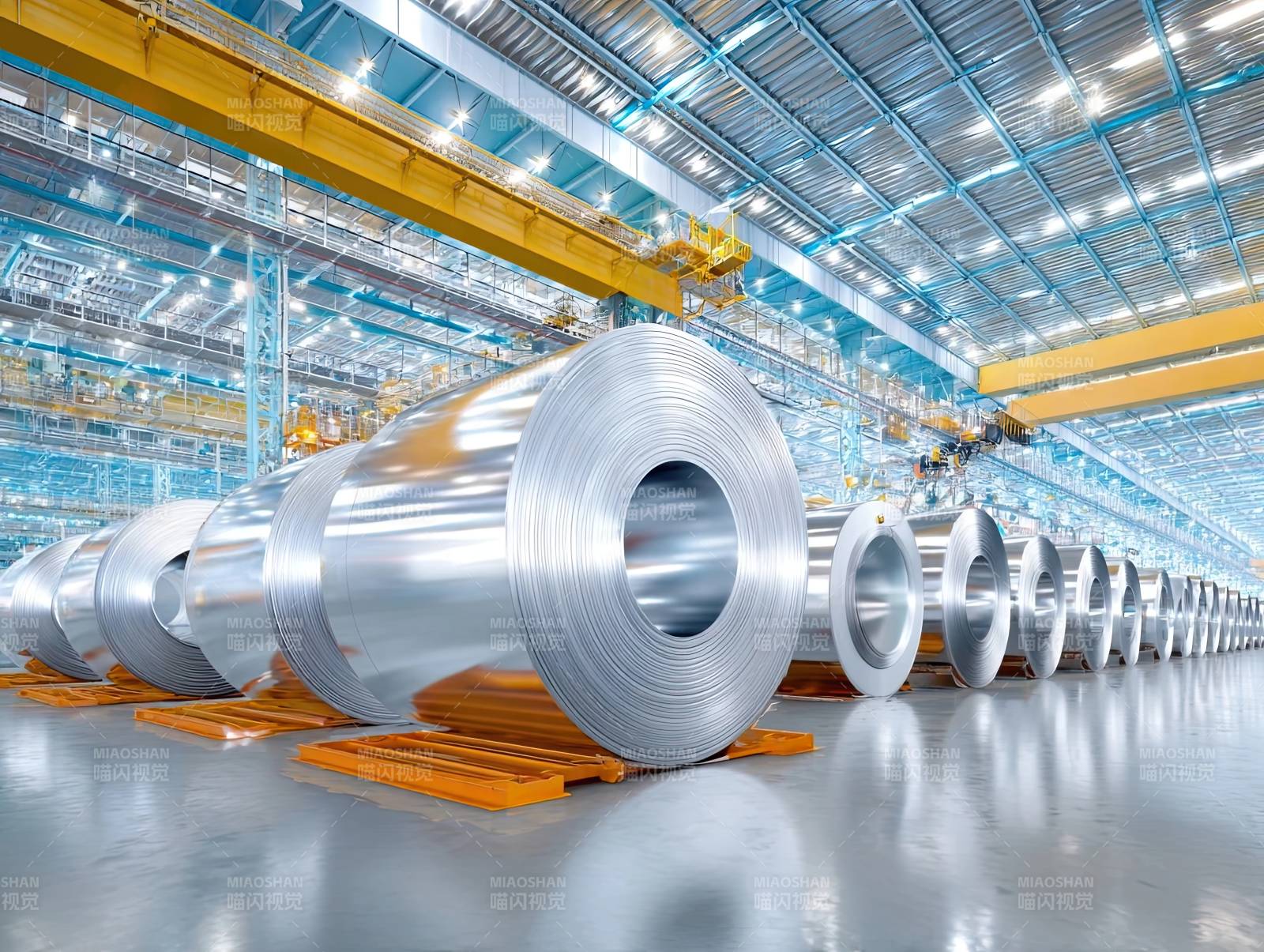 工厂车间大型金属卷材生产线图片