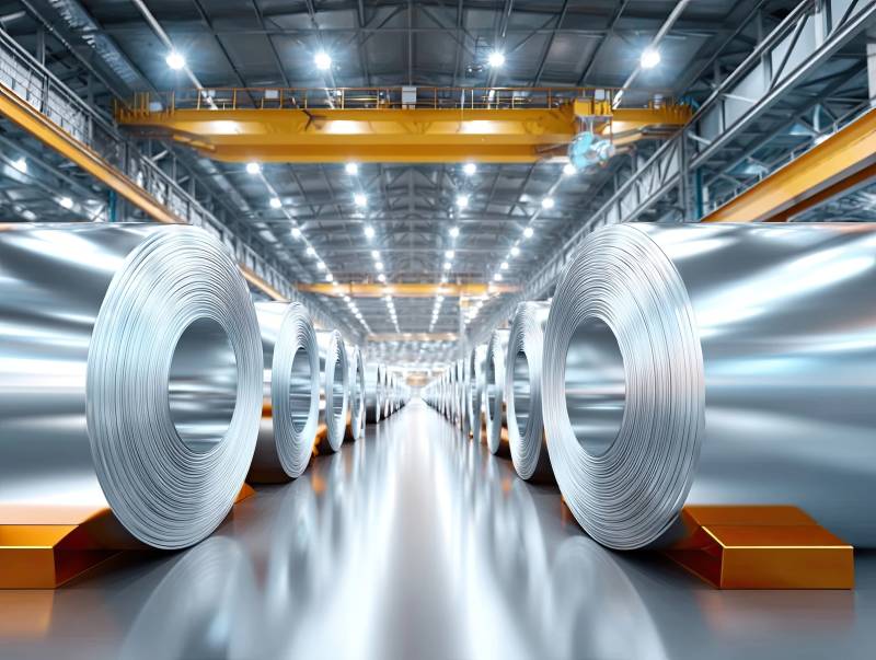 工厂车间金属卷材排列整齐图片