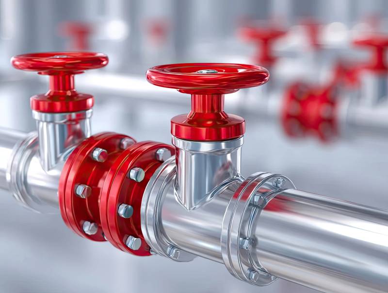 工业管道阀门特写图片