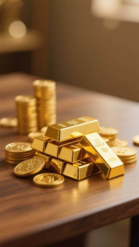 金条金币财富象征图片