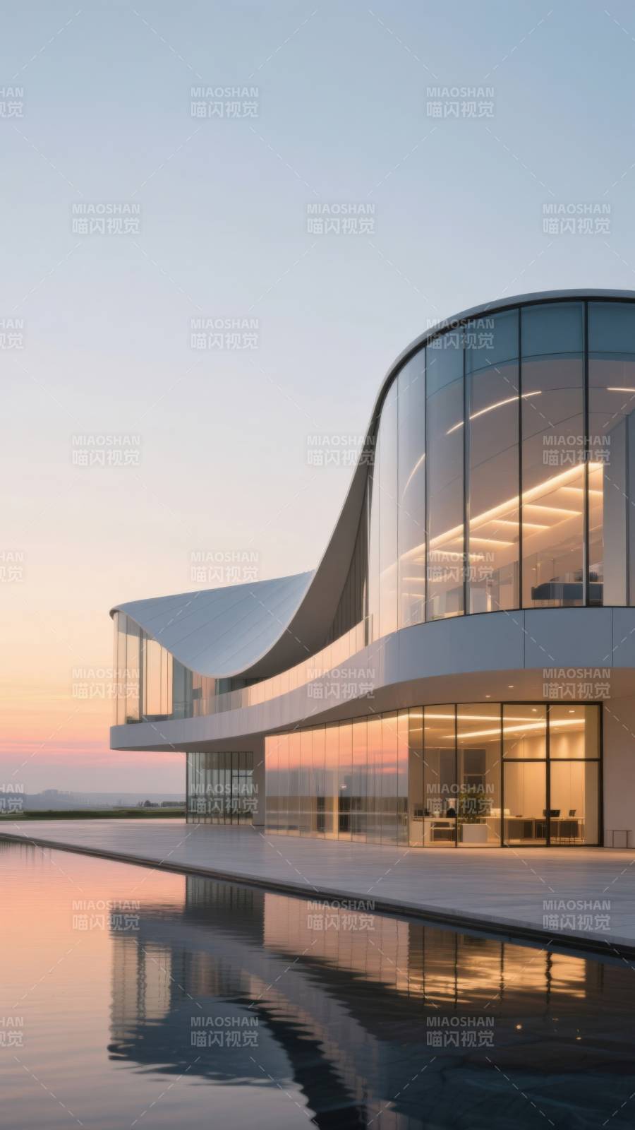 现代建筑玻璃幕墙日落图片