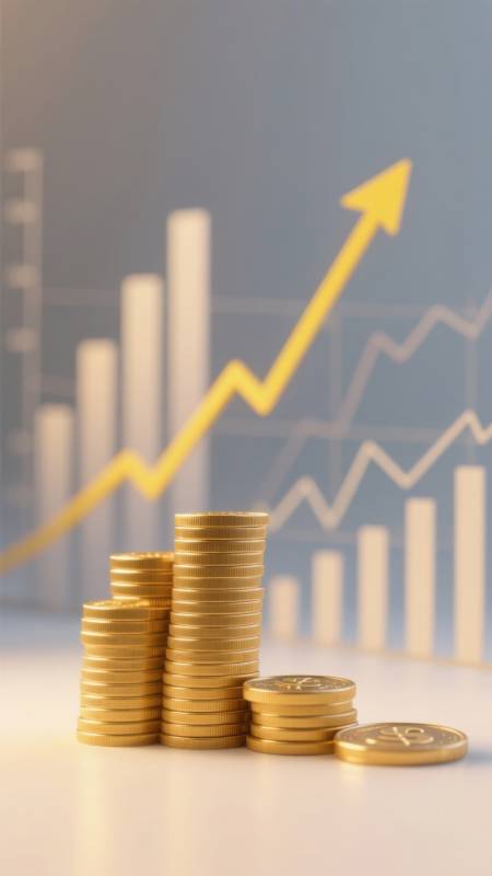 金币与上升趋势图图片