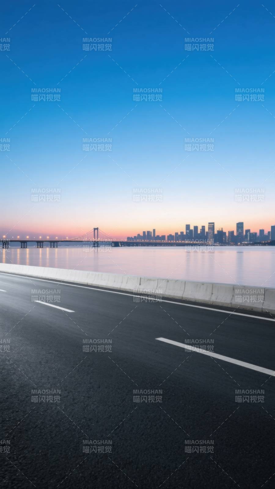 城市天际线与桥梁风景图片