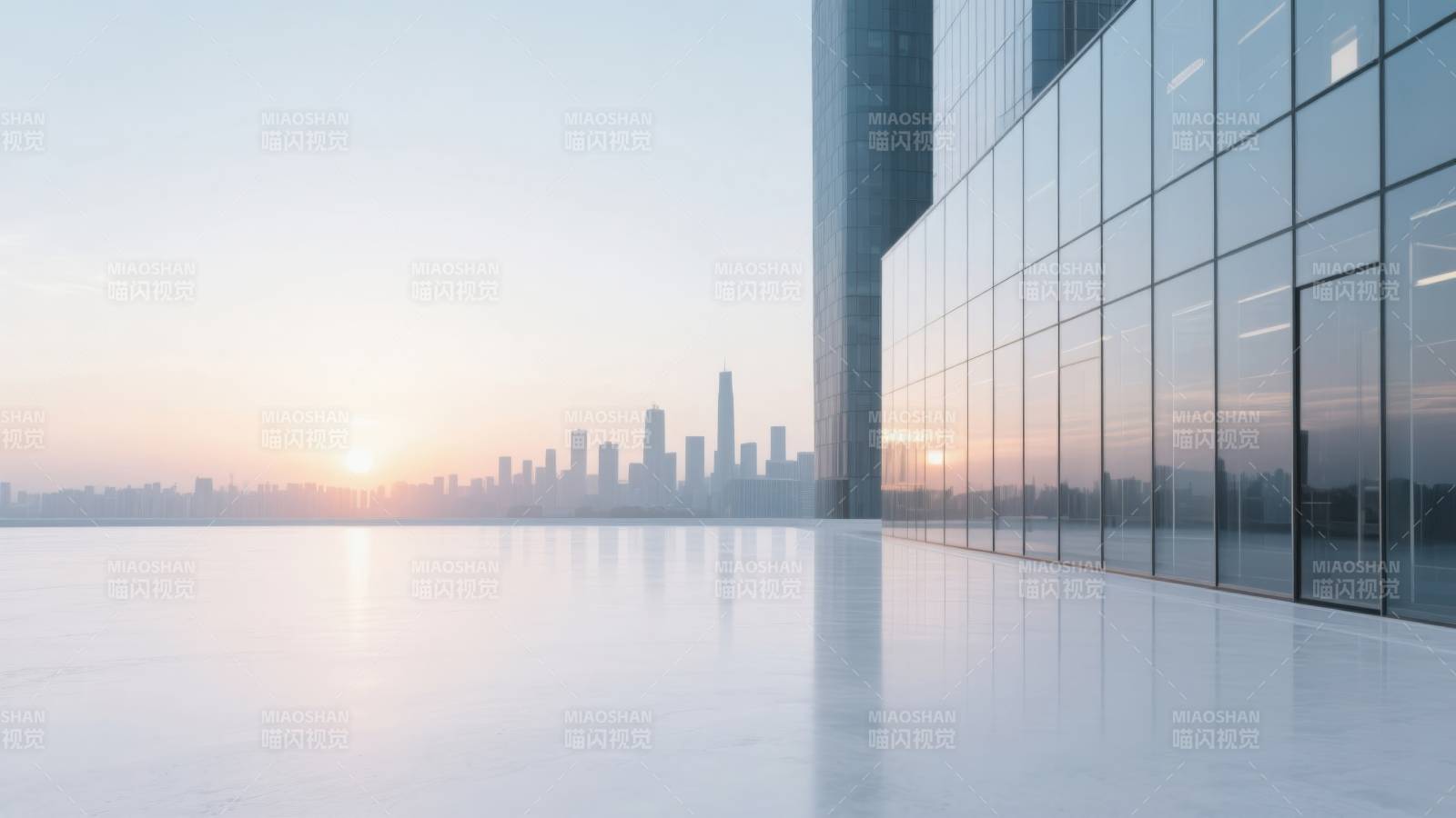 现代城市日出建筑景观图片