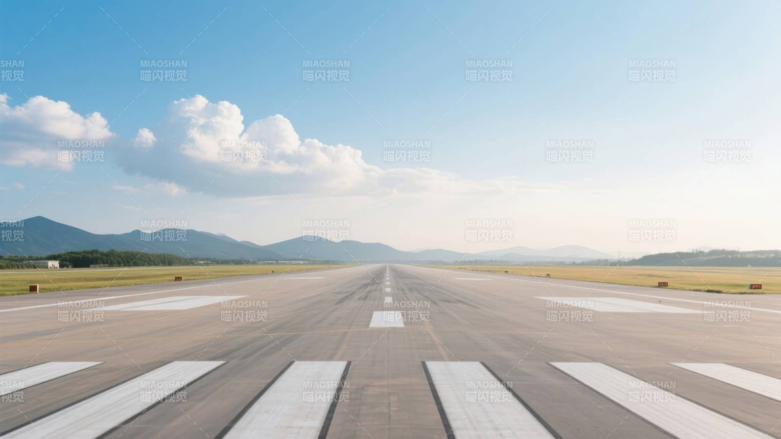 机场跑道延伸向远方图片