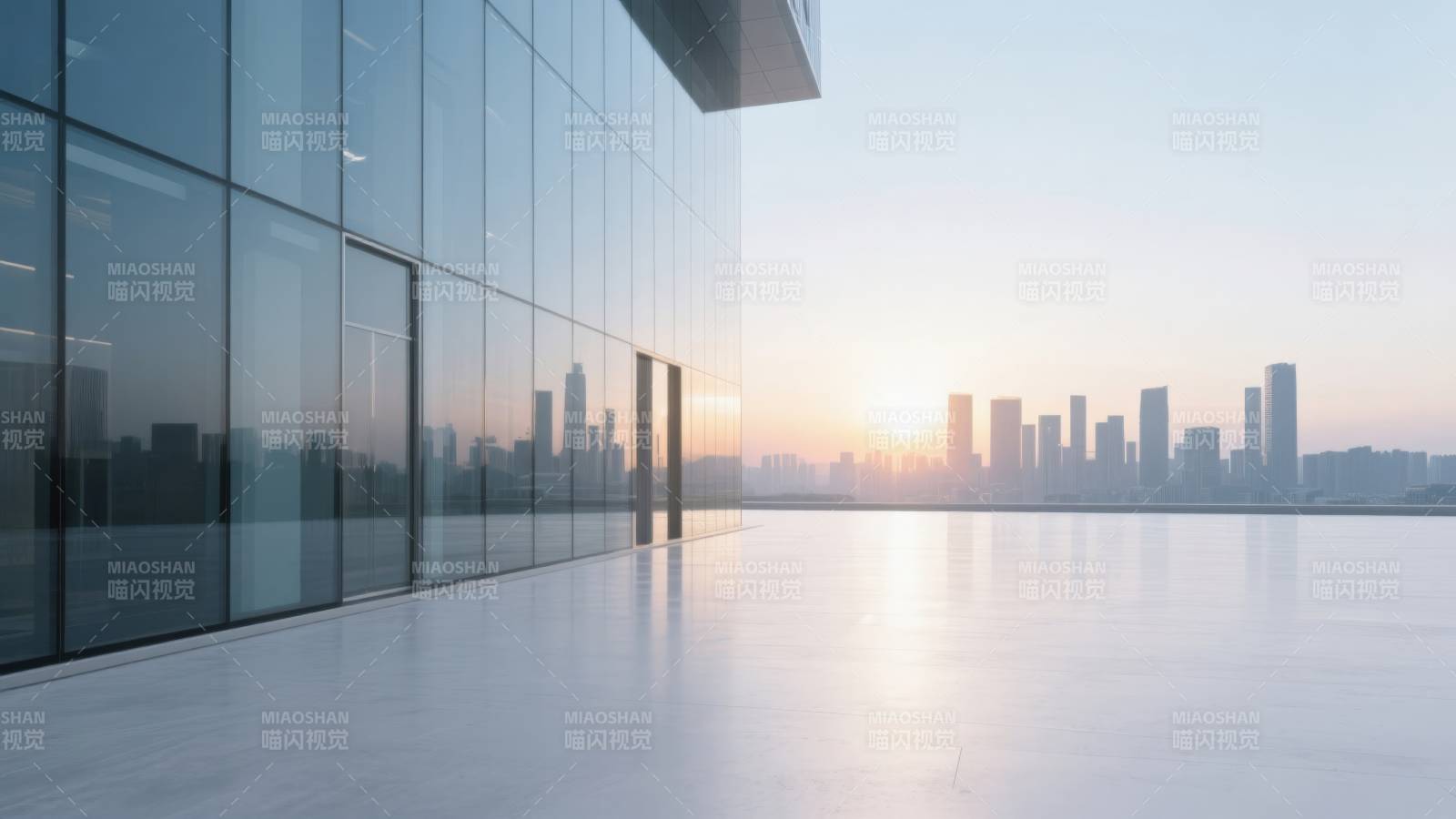 现代城市日出建筑景观图片