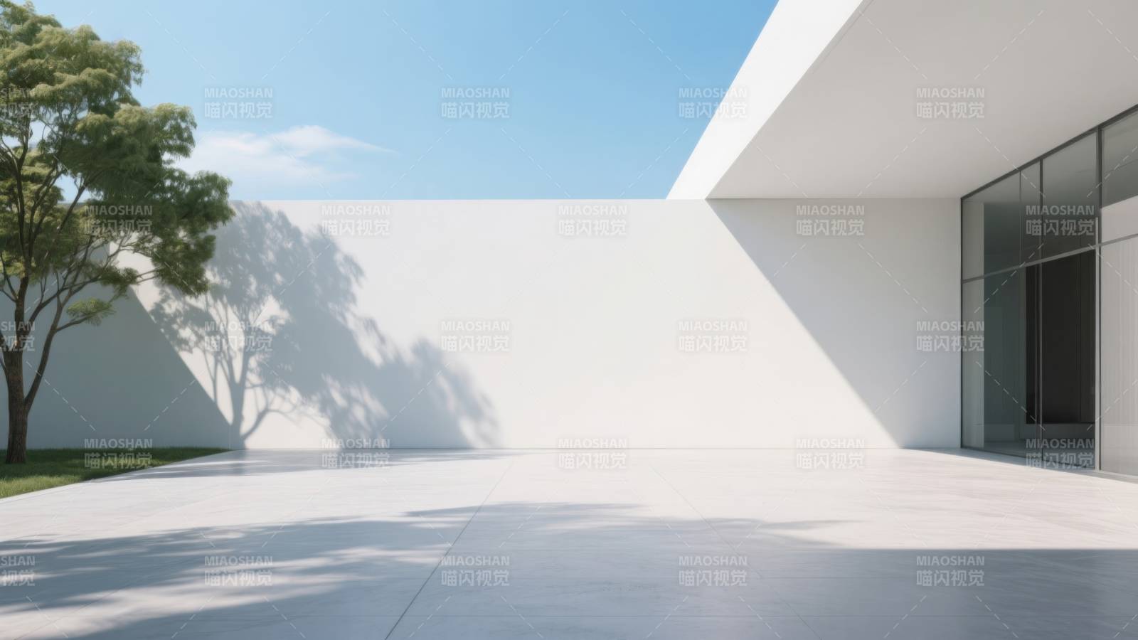 极简白色建筑庭院设计图片