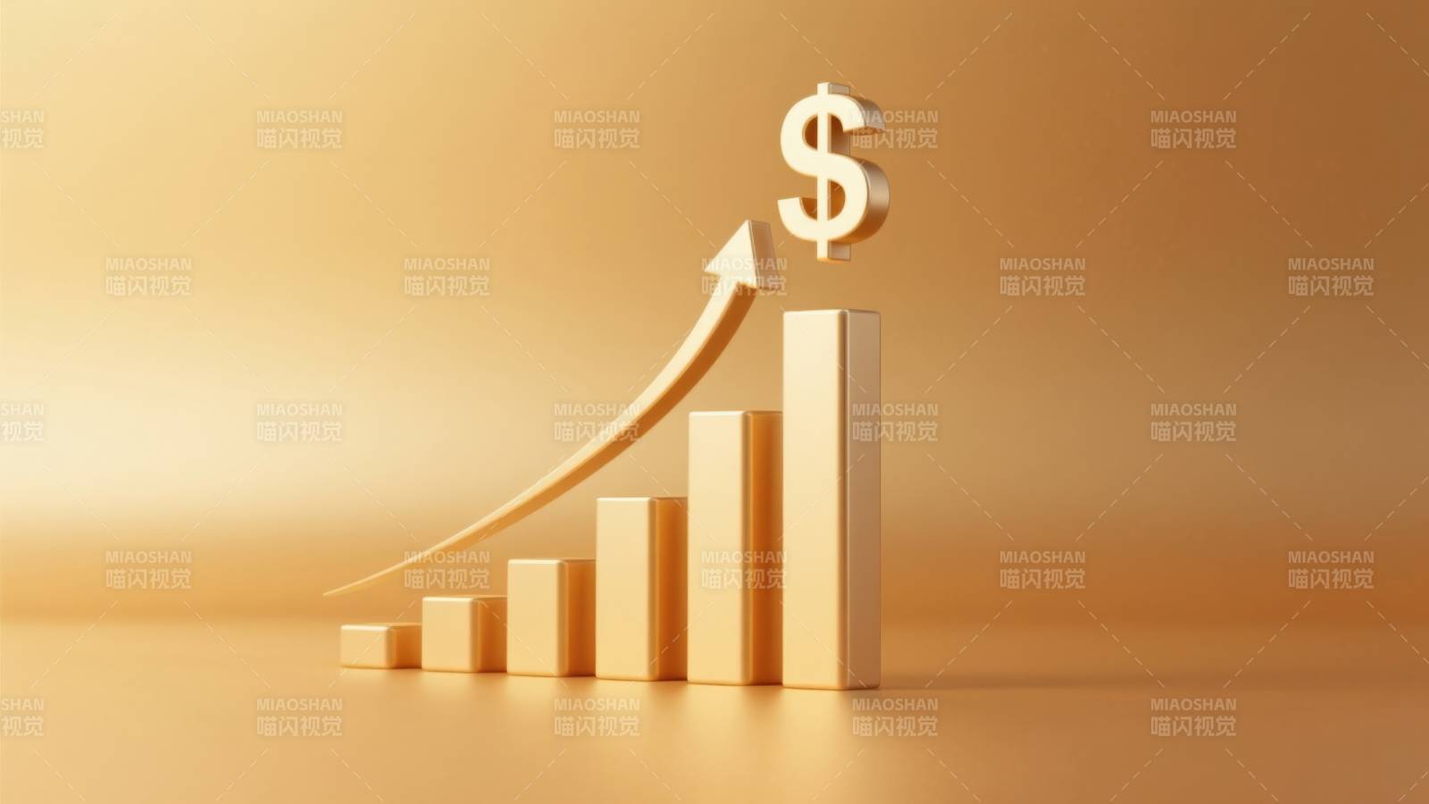 金色美元符号与增长图表图片