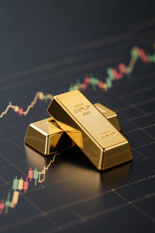 金条与股市K线图图片