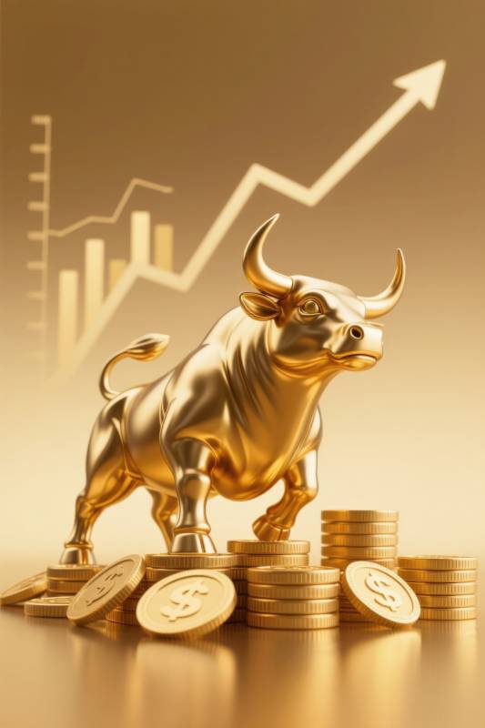 金色牛市股票上涨图片