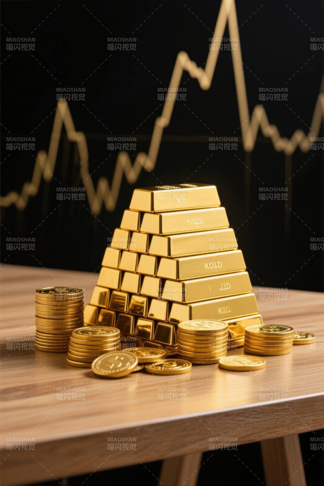 金条金币与金融曲线图片