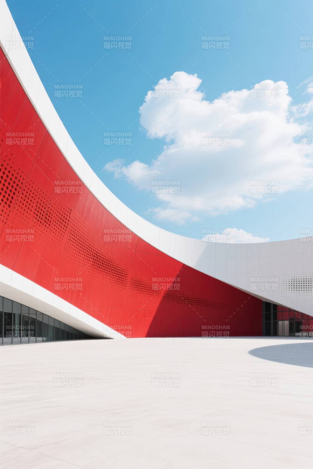 红色曲线建筑外观设计图片