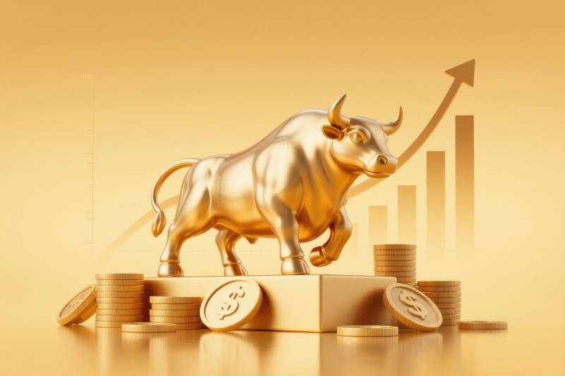 金色牛市金融象征图片