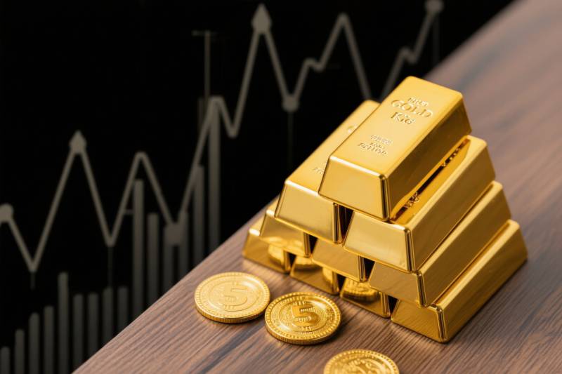 黄金金条与虚拟货币图片