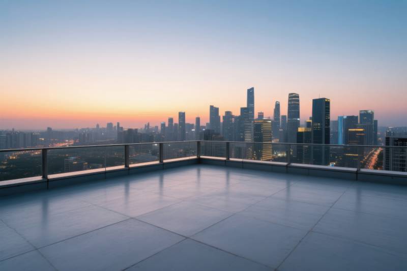 城市天际线日落景观图片