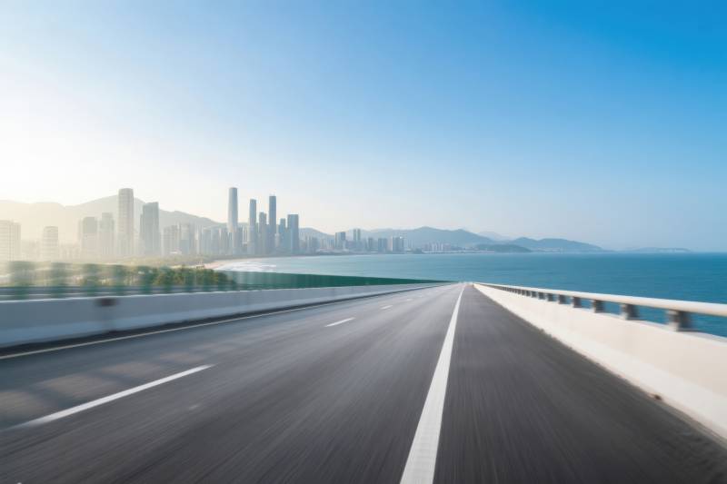 沿海高速公路城市风光图片