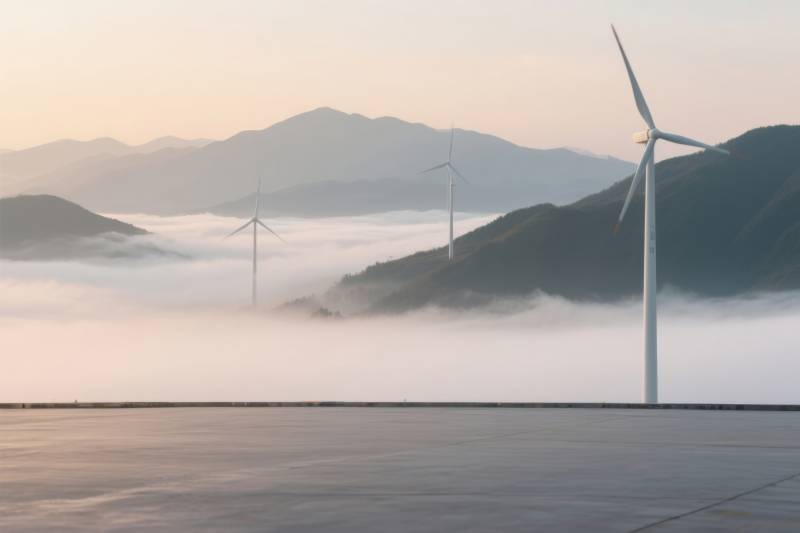 云海风车晨曦美景图片