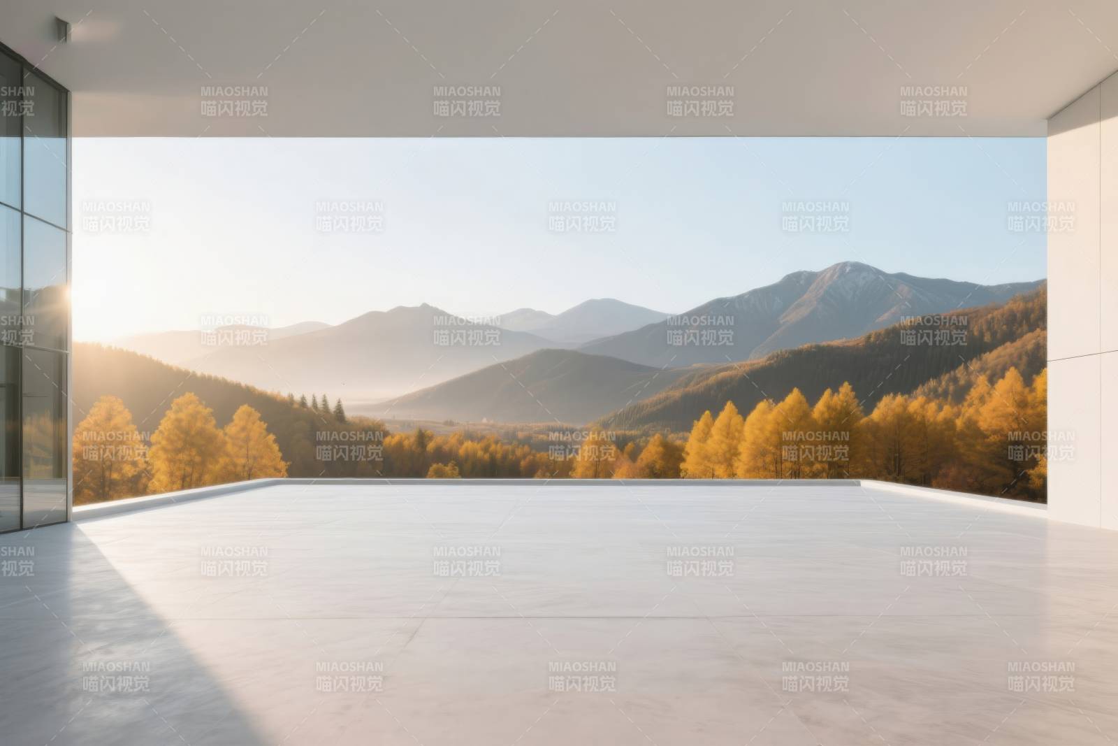 现代建筑观景台远山秋景图片