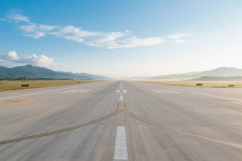 机场跑道延伸向远方图片
