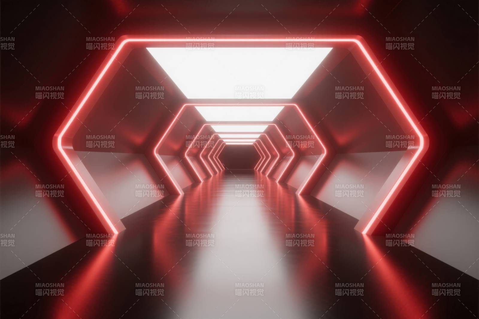 未来感红色走廊通道图片
